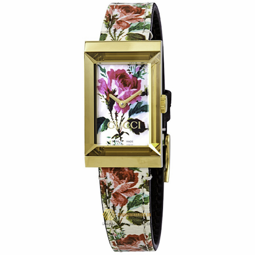 Đồng hồ Gucci YA147406 G - Frame QuartZ Case Gold dây da chính hãng