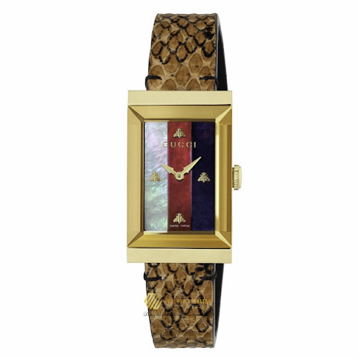 Đồng hồ Gucci YA147402 G - Frame QuartZ Case Gold dây da chính hãng