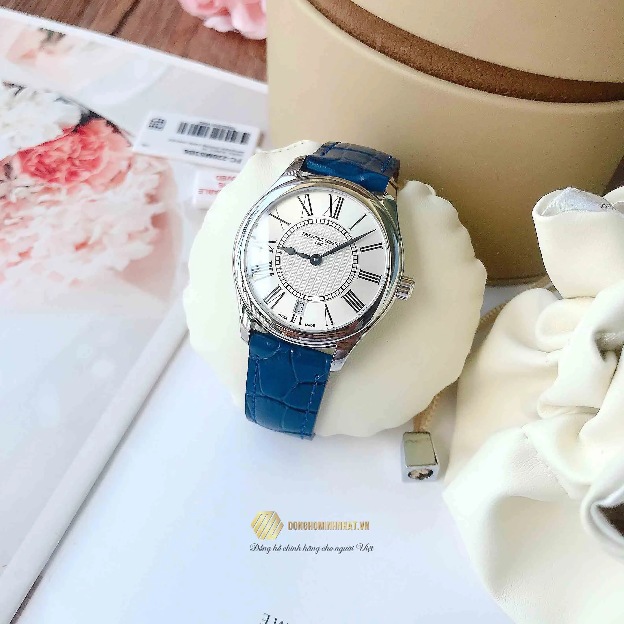 ĐỒNG HỒ FREDERIQUE CONSTANT FC220MS3B6 Classics Silver Dial Blue Leather Ladies Watch