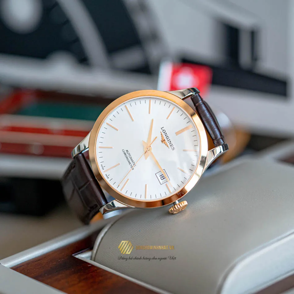 NG H NAM LONGINES L2.820.8.72.2 RECORD GOLD 18K AUTOMATIC 38.5mm