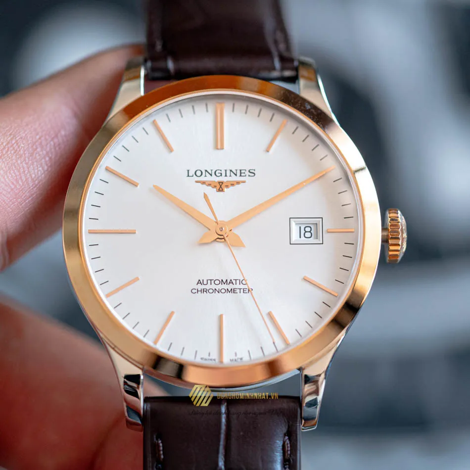 NG H NAM LONGINES L2.820.8.72.2 RECORD GOLD 18K AUTOMATIC 38.5mm